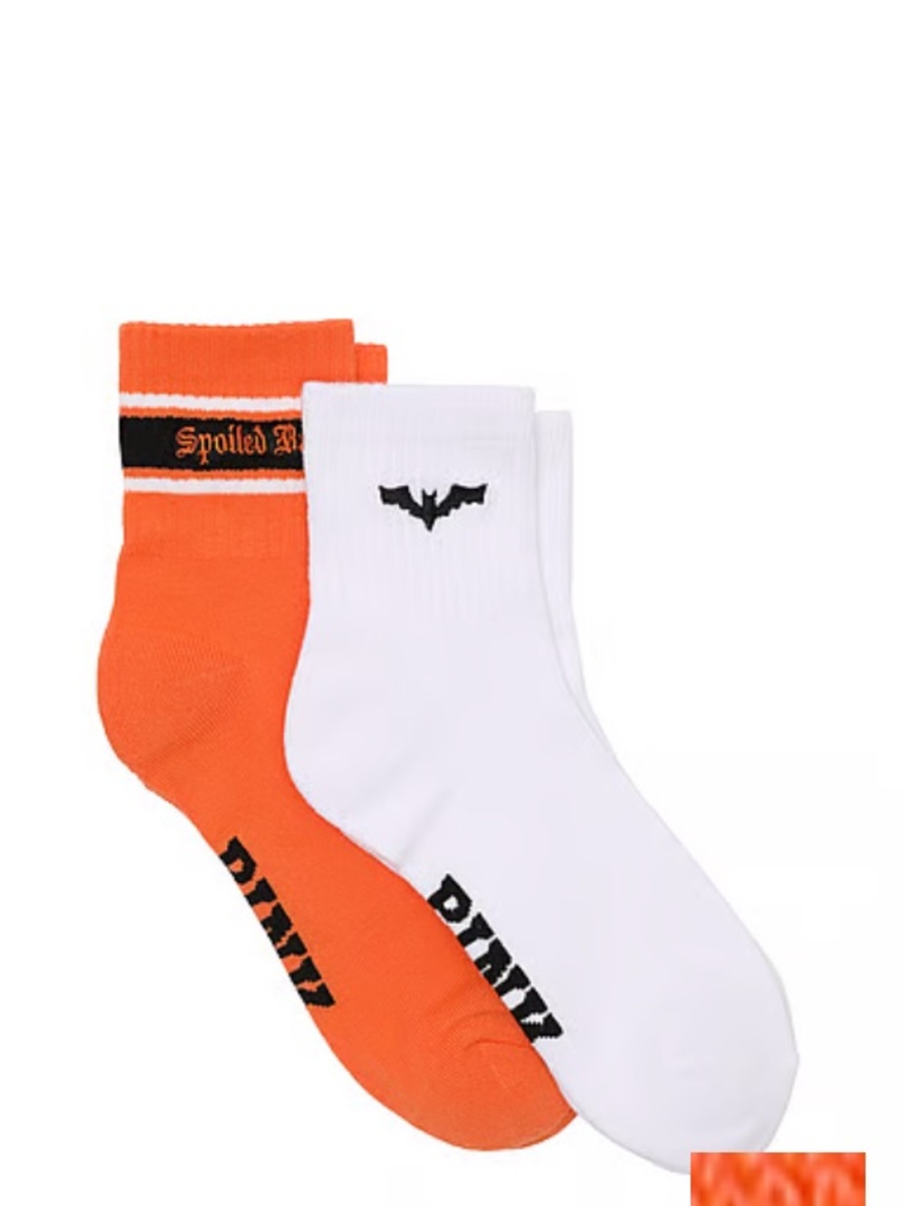 🖤VS PINK 2-pack quarter socks Halloween Spoiled Bat quarter socks both NWT